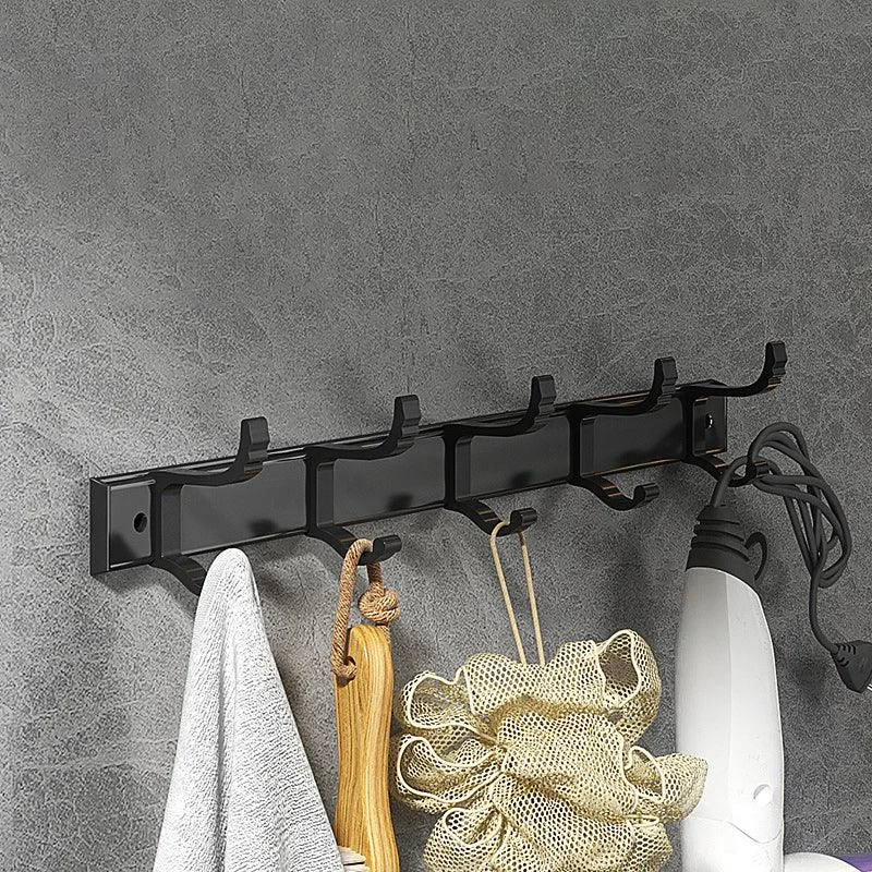 Modern Matte Black Bathroom Accessory Set with Bath Shelf/Robe Hooks/Towel Bar -Bathlova