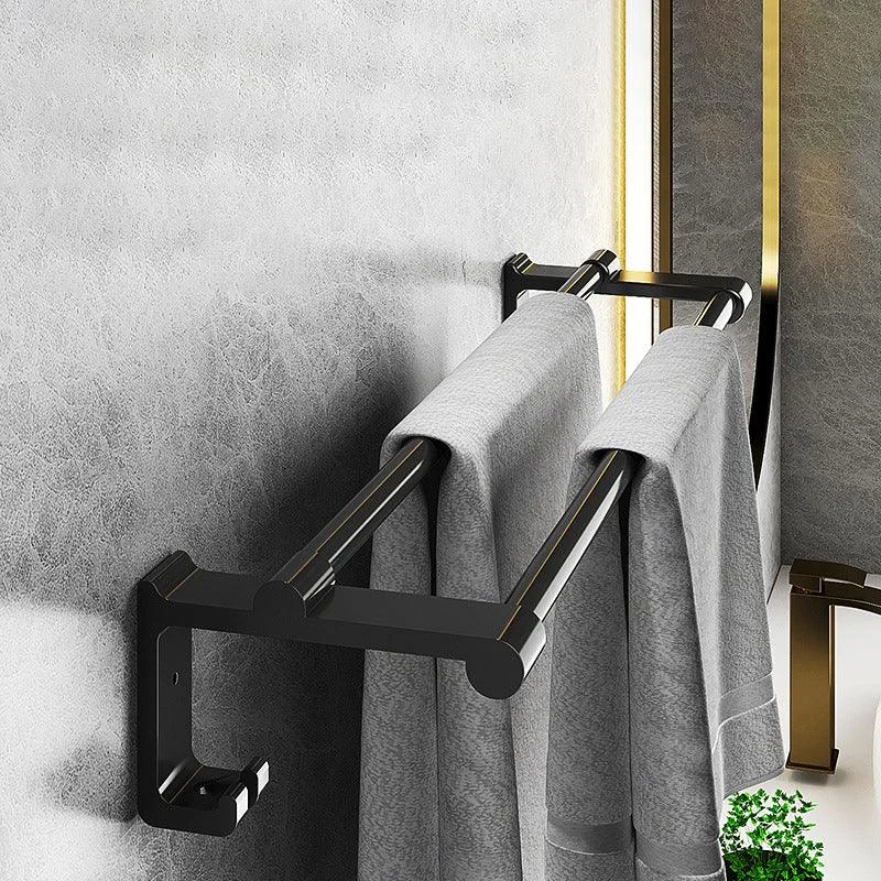 Modern Matte Black Bathroom Accessory Set with Bath Shelf/Robe Hooks/Towel Bar -Bathlova