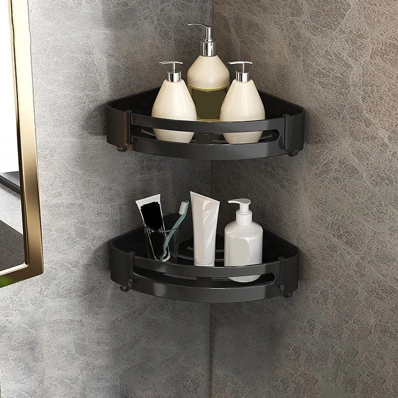 Modern Matte Black Bathroom Accessory Set with Bath Shelf/Robe Hooks/Towel Bar -Bathlova