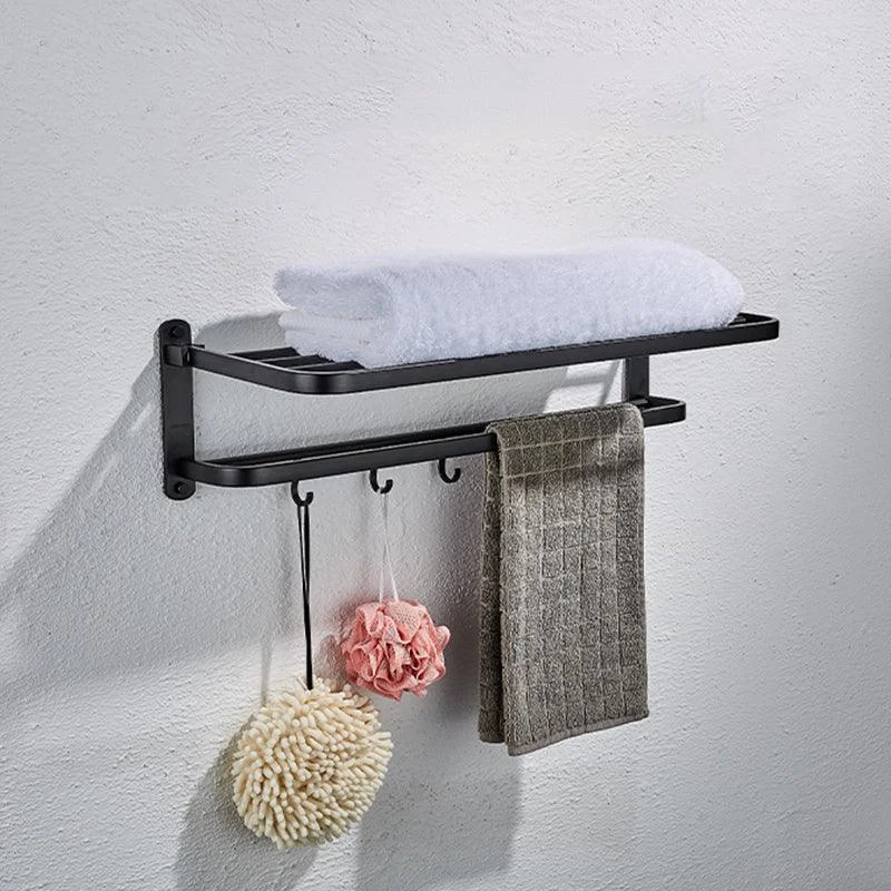 Modern Matte Black Bathroom Accessory Set with Towel Bar/Bath Shelf & Robe Hooks -Bathlova