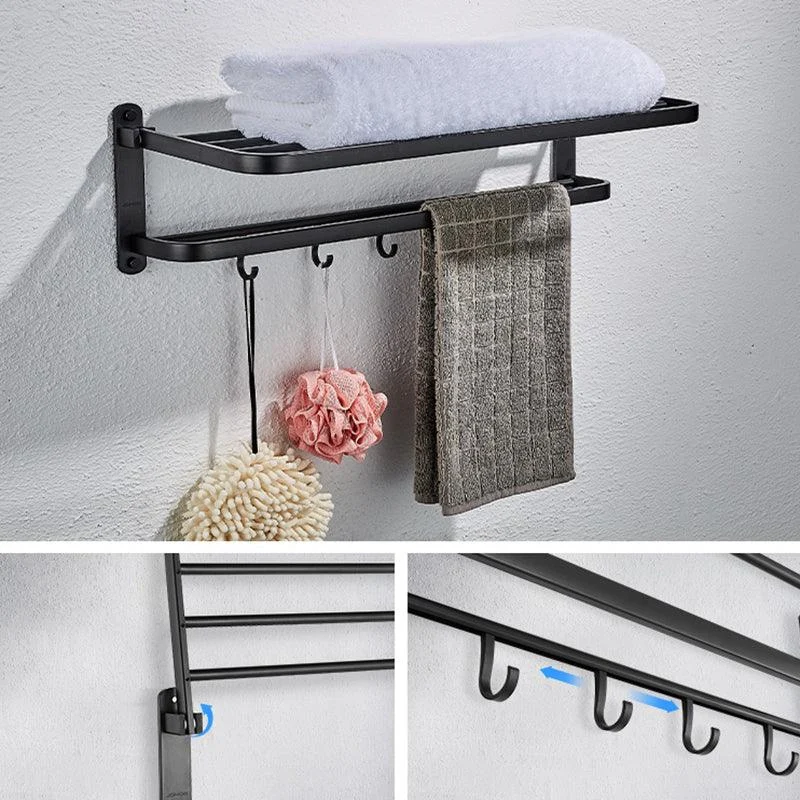 Modern Matte Black Bathroom Accessory Set with Towel Bar/Bath Shelf & Robe Hooks -Bathlova