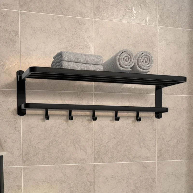 Modern Matte Black Bathroom Accessory Set with Towel Bar/Bath Shelf & Robe Hooks -Bathlova