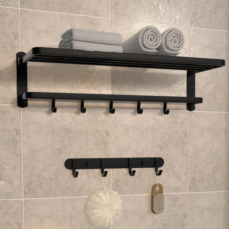 Modern Matte Black Bathroom Accessory Set with Towel Bar/Bath Shelf & Robe Hooks -Bathlova