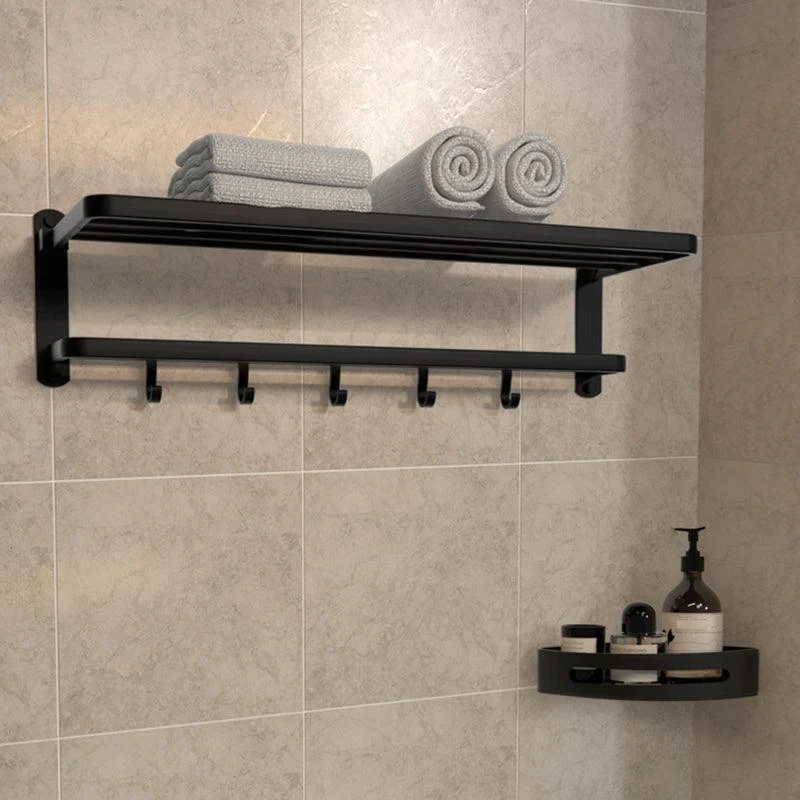 Modern Matte Black Bathroom Accessory Set with Towel Bar/Bath Shelf & Robe Hooks -Bathlova