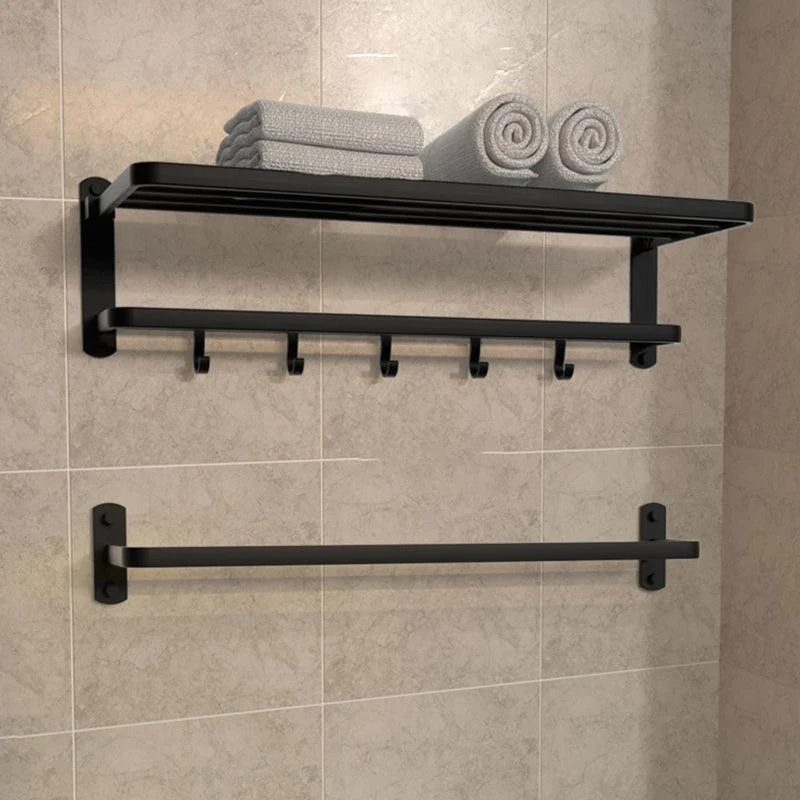 Modern Matte Black Bathroom Accessory Set with Towel Bar/Bath Shelf & Robe Hooks -Bathlova