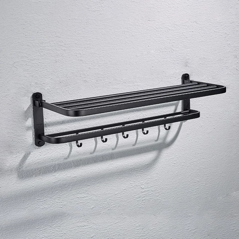 Modern Matte Black Bathroom Accessory Set with Towel Bar/Bath Shelf & Robe Hooks -Bathlova