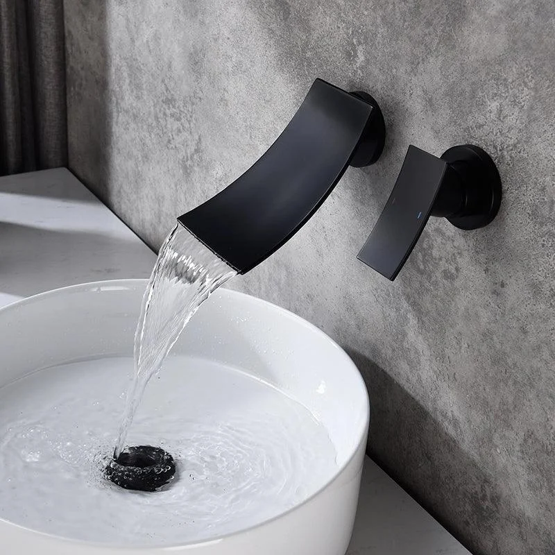 Modern Matte Black Wall Mounted Waterfall Bathroom Tap -Bathlova