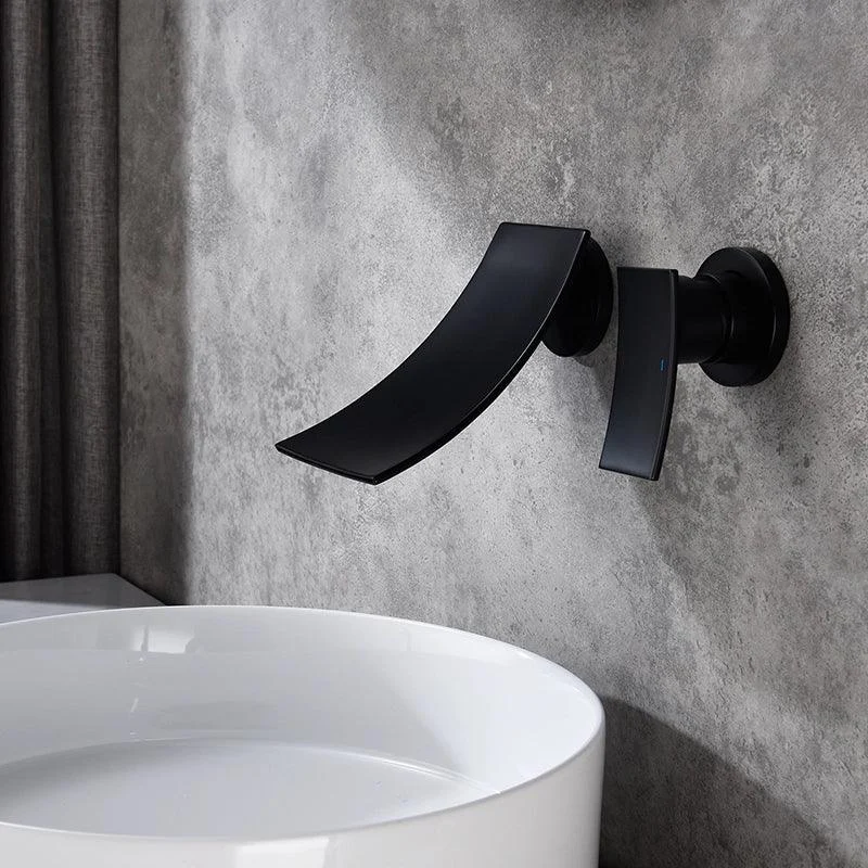 Modern Matte Black Wall Mounted Waterfall Bathroom Tap -Bathlova