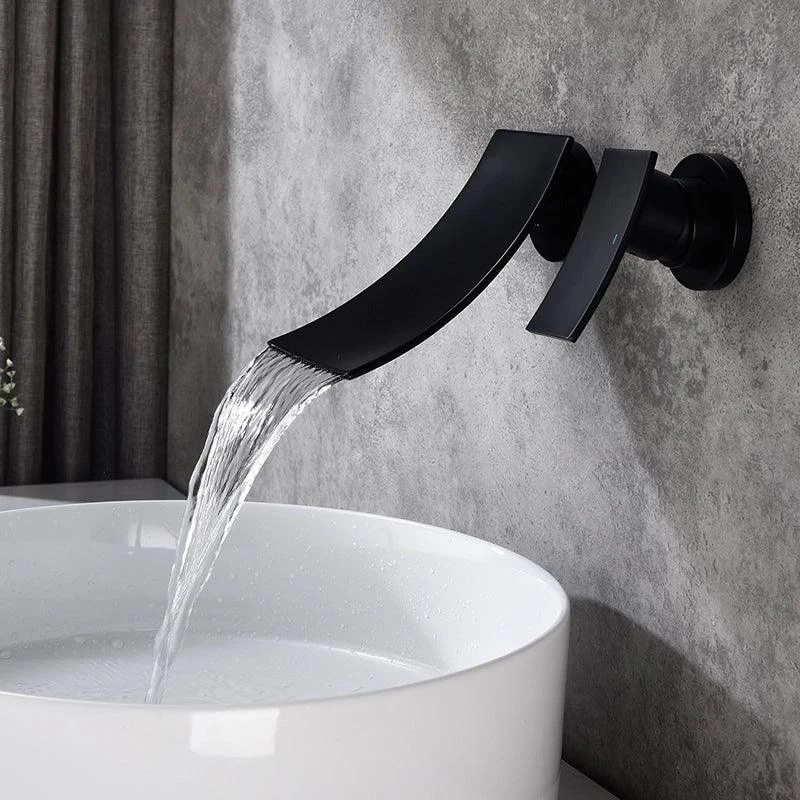 Modern Matte Black Wall Mounted Waterfall Bathroom Tap -Bathlova