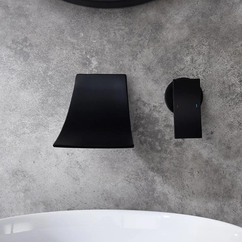 Modern Matte Black Wall Mounted Waterfall Bathroom Tap -Bathlova