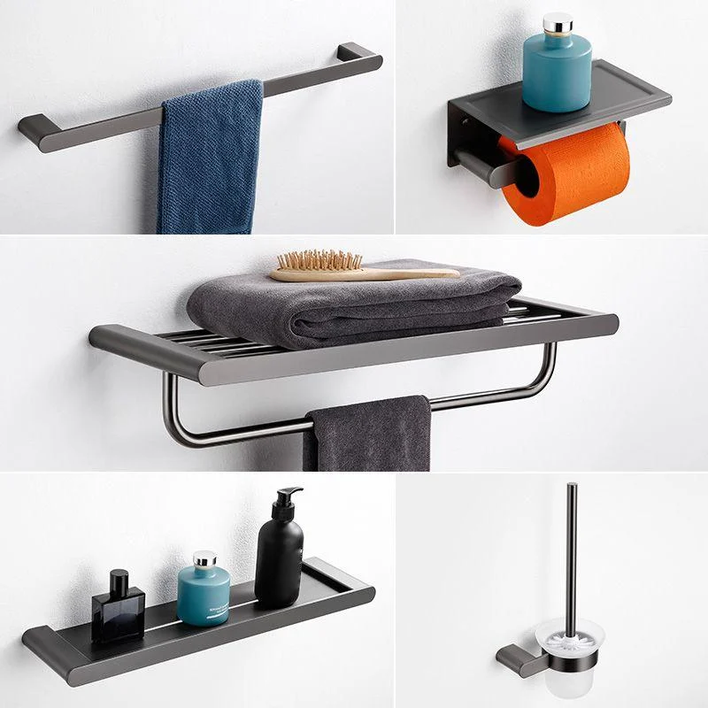 Modern Matte Gray Bathroom Accessory Set Bath Shelf/Towel Bar & Paper Holder Included -Bathlova