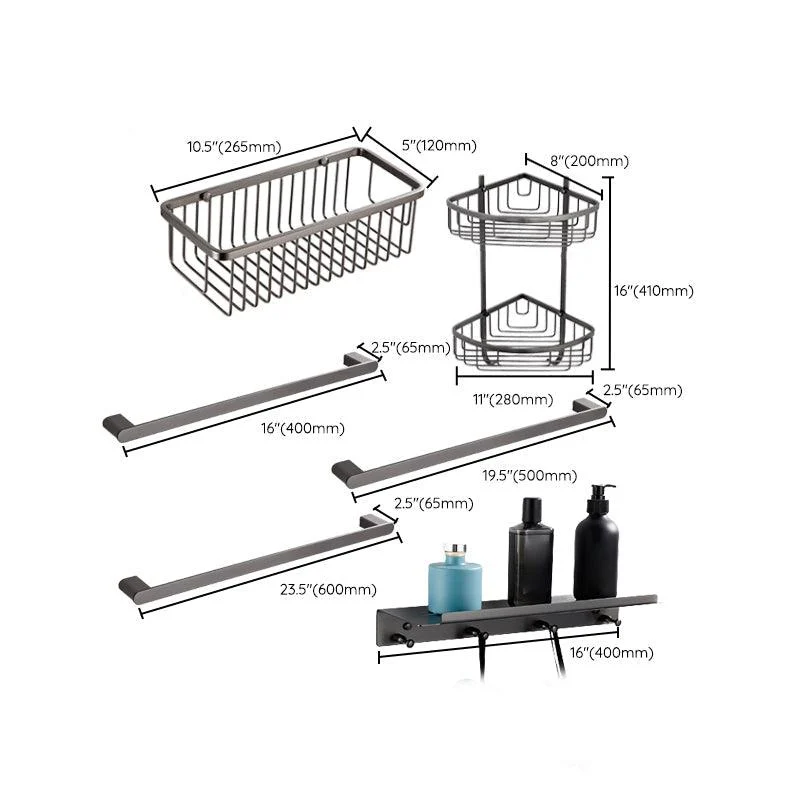 Modern Matte Gray Bathroom Accessory Set Bath Shelf/Towel Bar & Paper Holder Included -Bathlova