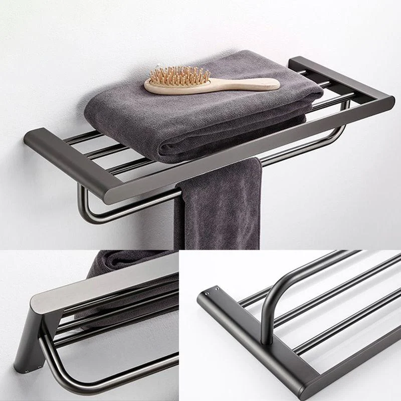 Modern Matte Gray Bathroom Accessory Set Bath Shelf/Towel Bar & Paper Holder Included -Bathlova