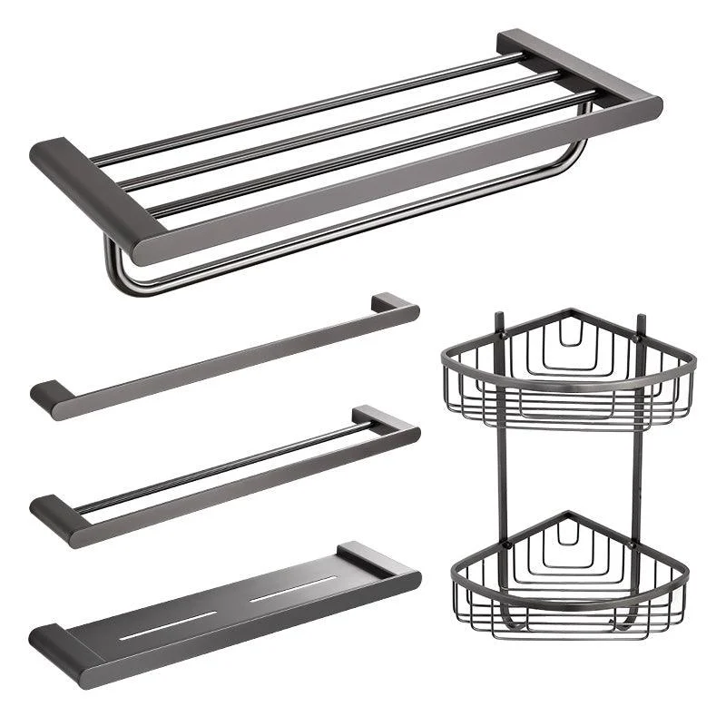 Modern Matte Gray Bathroom Accessory Set Bath Shelf/Towel Bar & Paper Holder Included -Bathlova