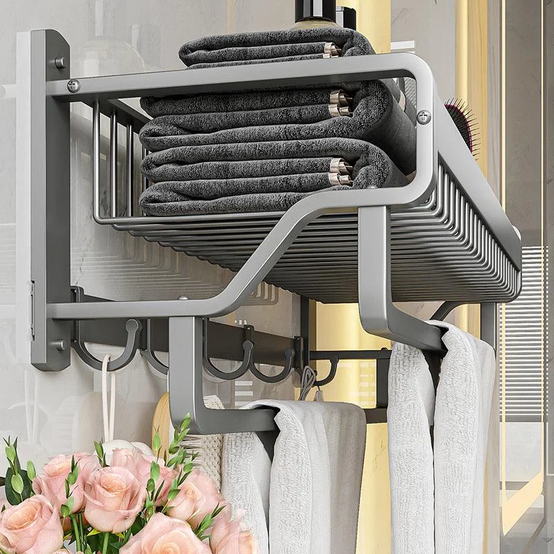 Modern Metal Bathroom Accessory Set Polished Sliver Bath Shelf/Paper Holder/Robe Hooks -Bathlova