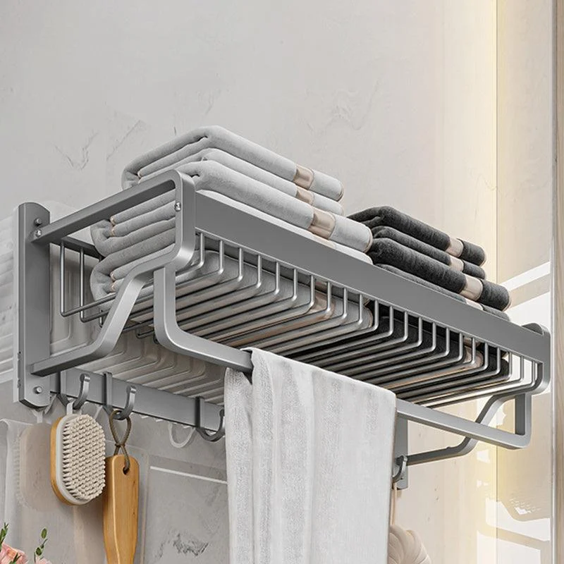 Modern Metal Bathroom Accessory Set Polished Sliver Bath Shelf/Paper Holder/Robe Hooks -Bathlova