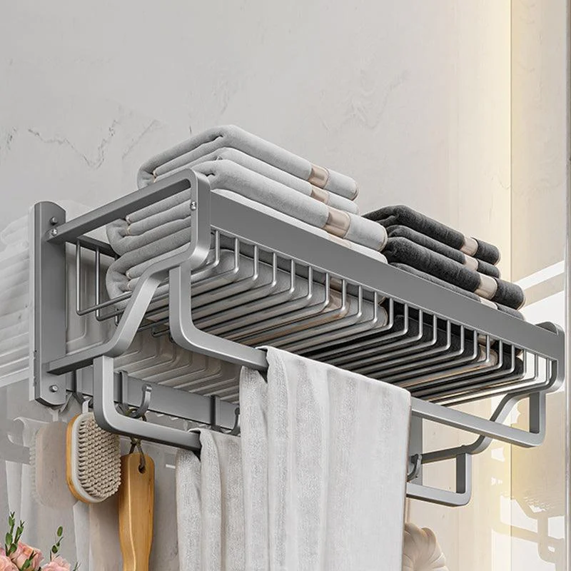 Modern Metal Bathroom Accessory Set Polished Sliver Bath Shelf/Paper Holder/Robe Hooks -Bathlova