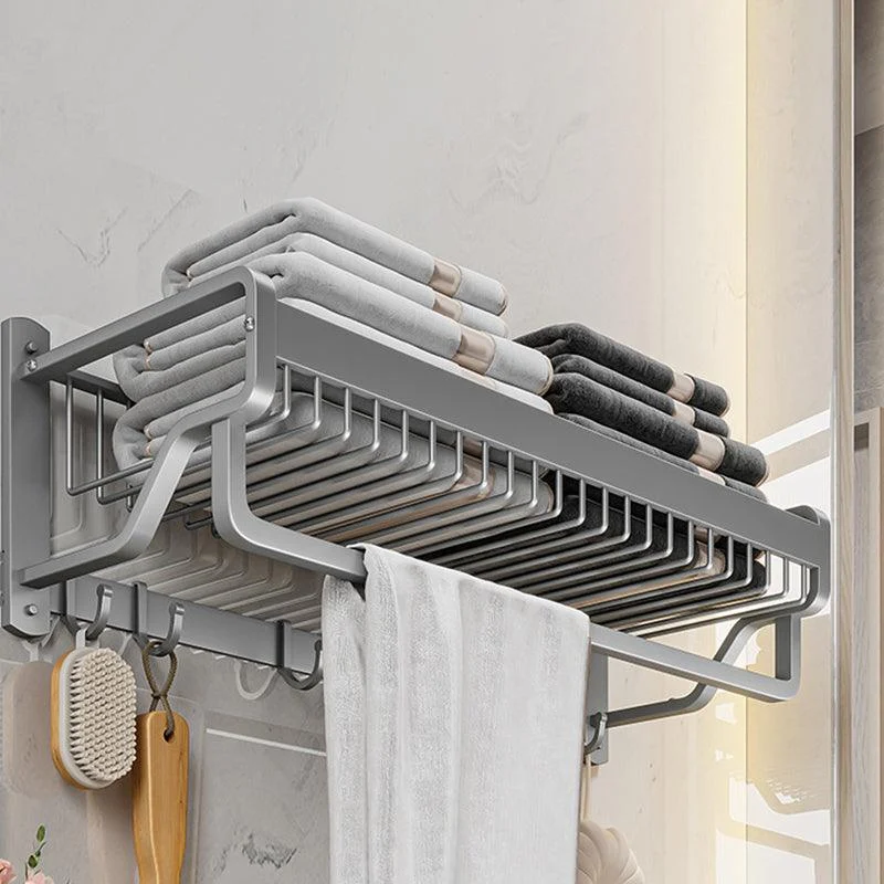 Modern Metal Bathroom Accessory Set Polished Sliver Bath Shelf/Paper Holder/Robe Hooks -Bathlova