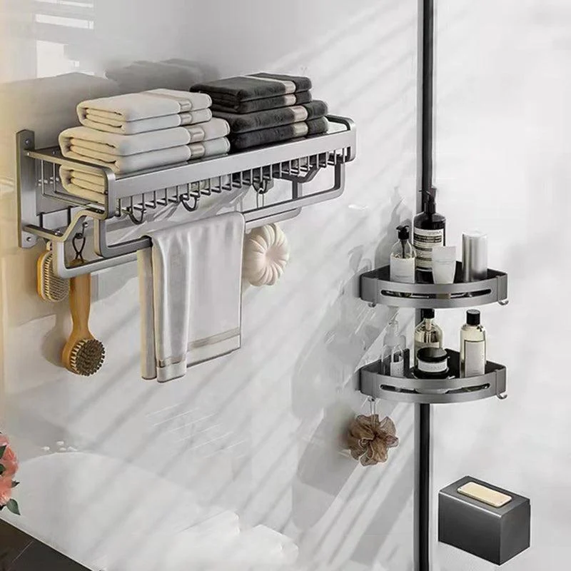 Modern Metal Bathroom Accessory Set Polished Sliver Bath Shelf/Paper Holder/Robe Hooks -Bathlova