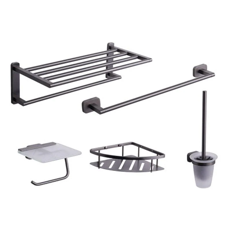 Modern Metal Bathroom Hardware Set Black Bathroom Accessories Hardware Set -Bathlova