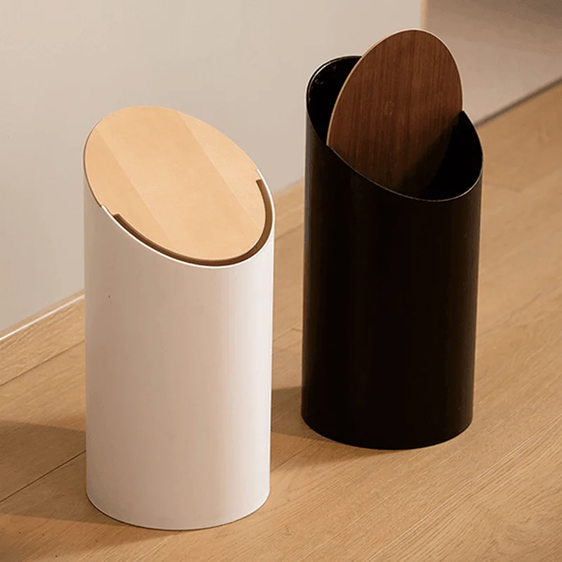 Modern Moheim Swing Bin with Walnut Lid -Bathlova