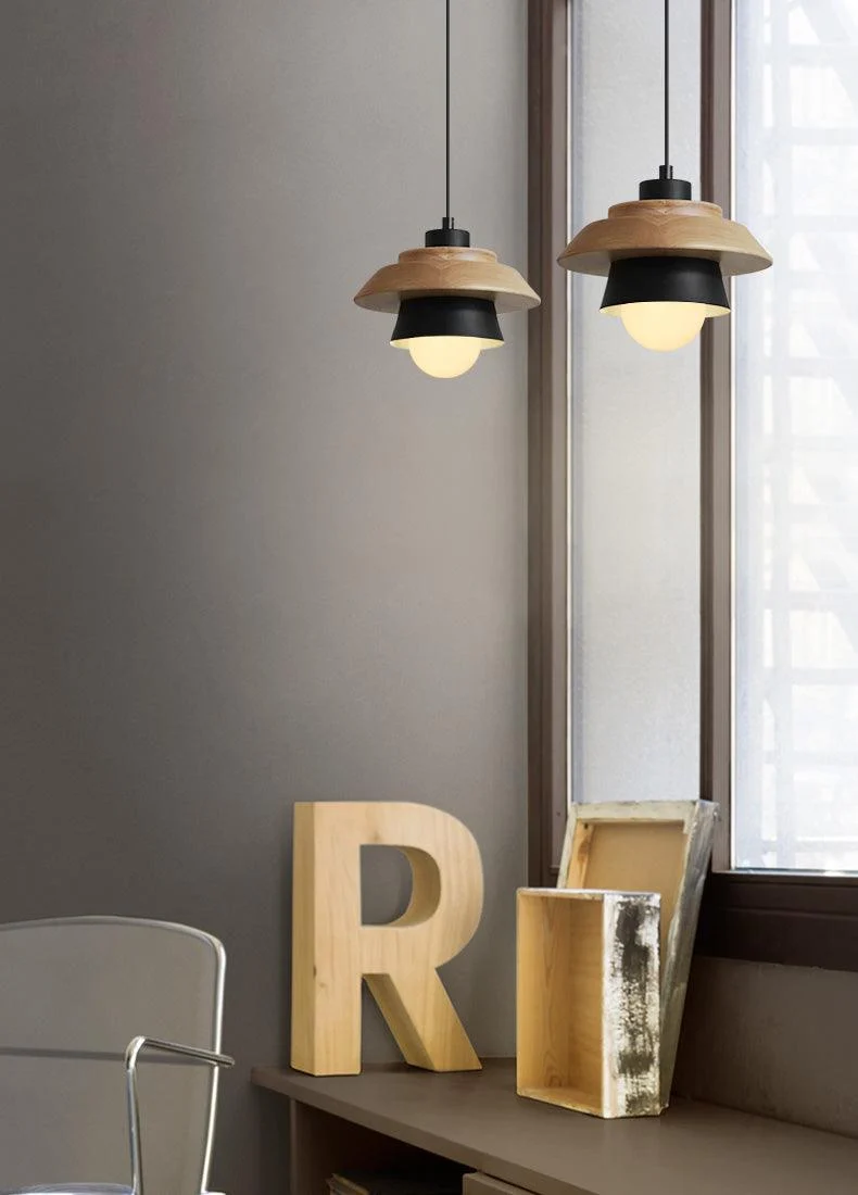 Modern Nordic Wood Pendant Light -Bathlova