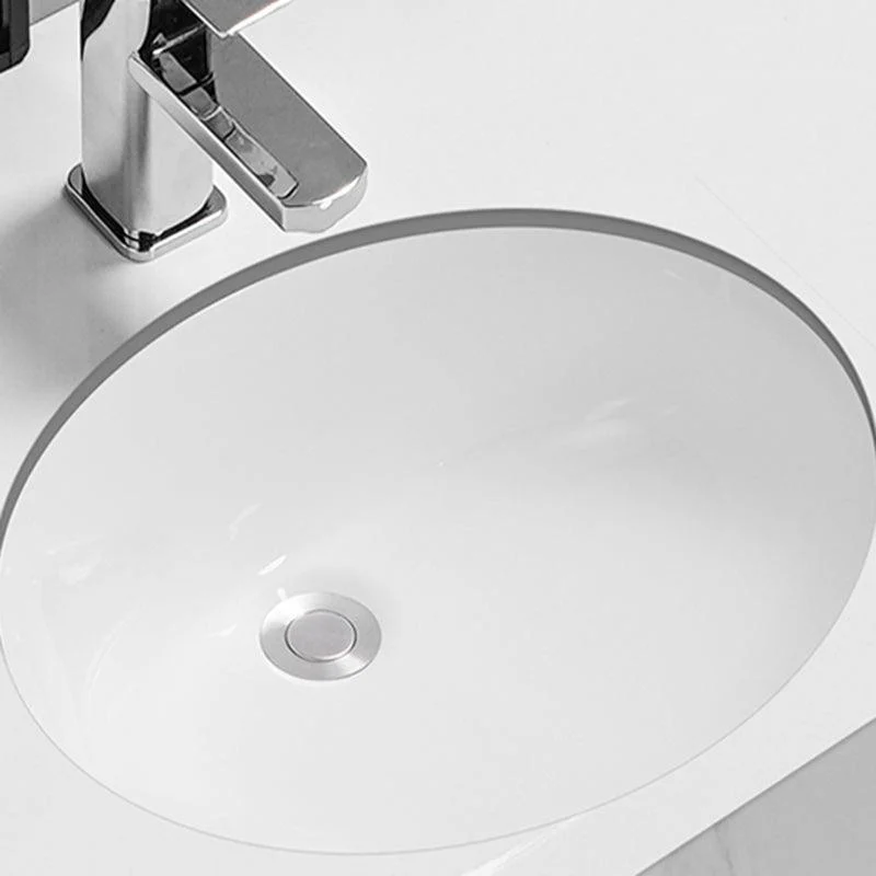 Modern Oval Wash Stand Ceramic Metal Undermount Bathroom Sink -Bathlova