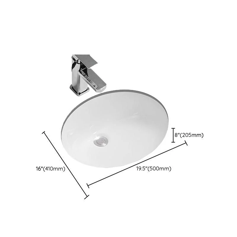 Modern Oval Wash Stand Ceramic Metal Undermount Bathroom Sink -Bathlova