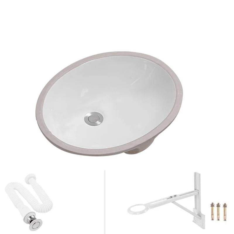 Modern Oval Wash Stand Ceramic Metal Undermount Bathroom Sink -Bathlova