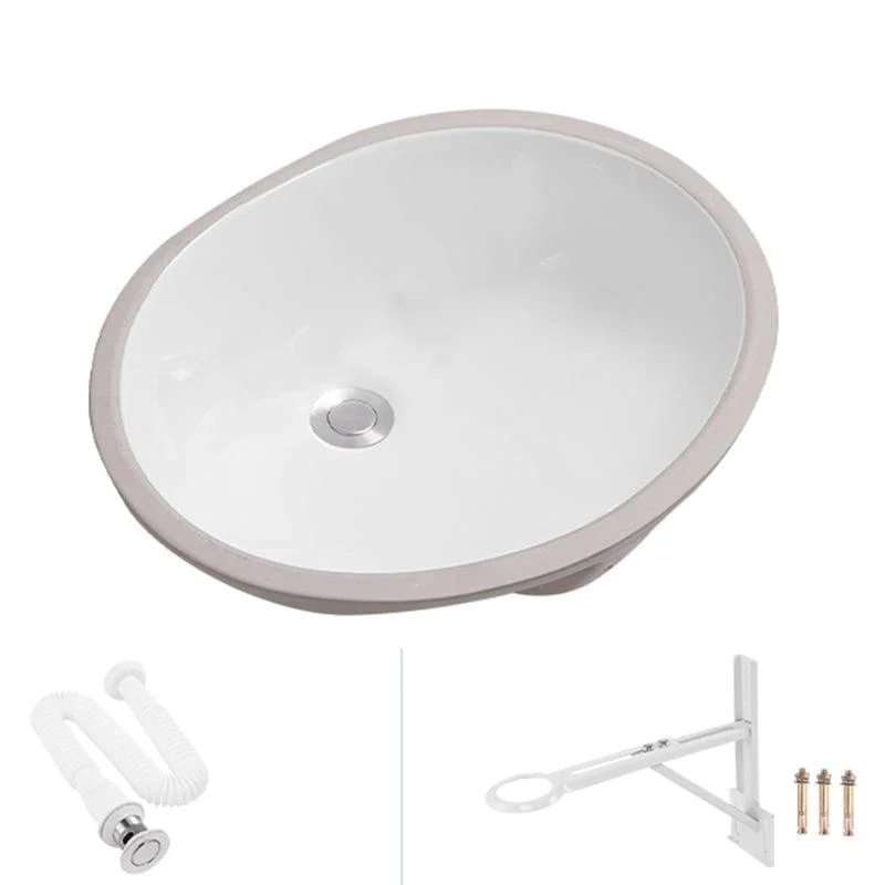 Modern Oval Wash Stand Ceramic Metal Undermount Bathroom Sink -Bathlova