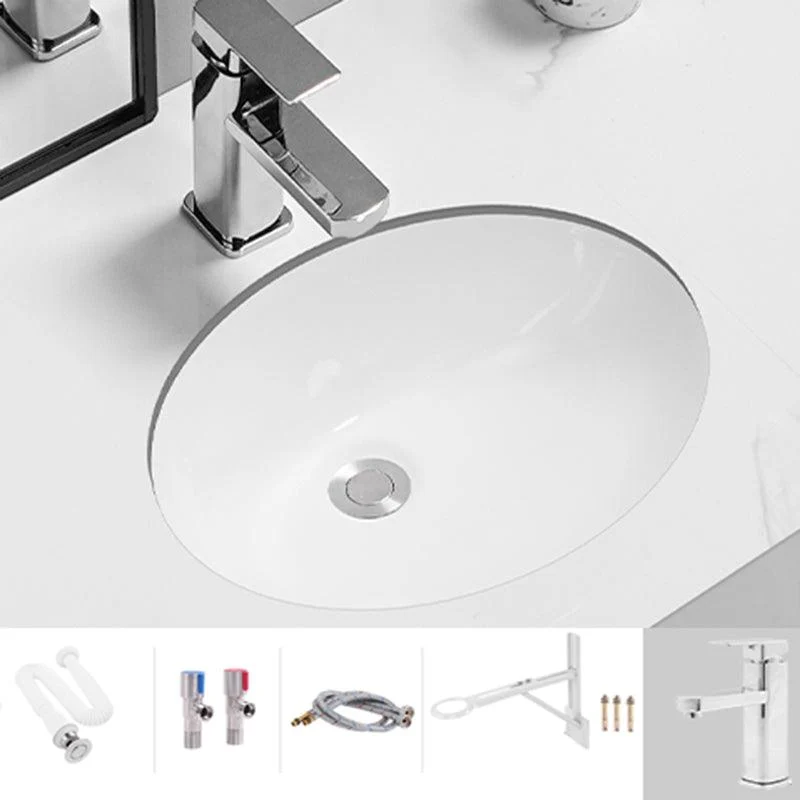 Modern Oval Wash Stand Ceramic Metal Undermount Bathroom Sink -Bathlova