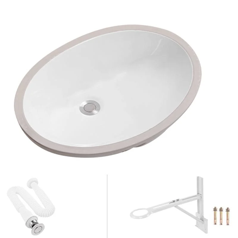 Modern Oval Wash Stand Ceramic Metal Undermount Bathroom Sink -Bathlova