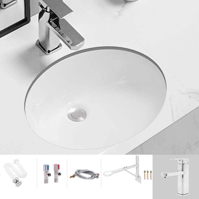 Modern Oval Wash Stand Ceramic Metal Undermount Bathroom Sink -Bathlova