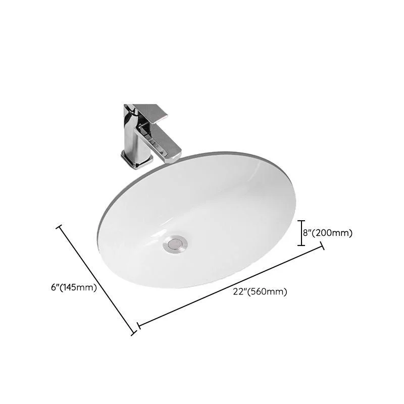 Modern Oval Wash Stand Ceramic Metal Undermount Bathroom Sink -Bathlova