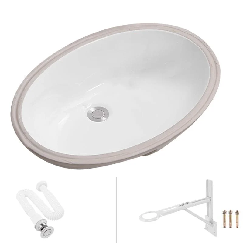 Modern Oval Wash Stand Ceramic Metal Undermount Bathroom Sink -Bathlova