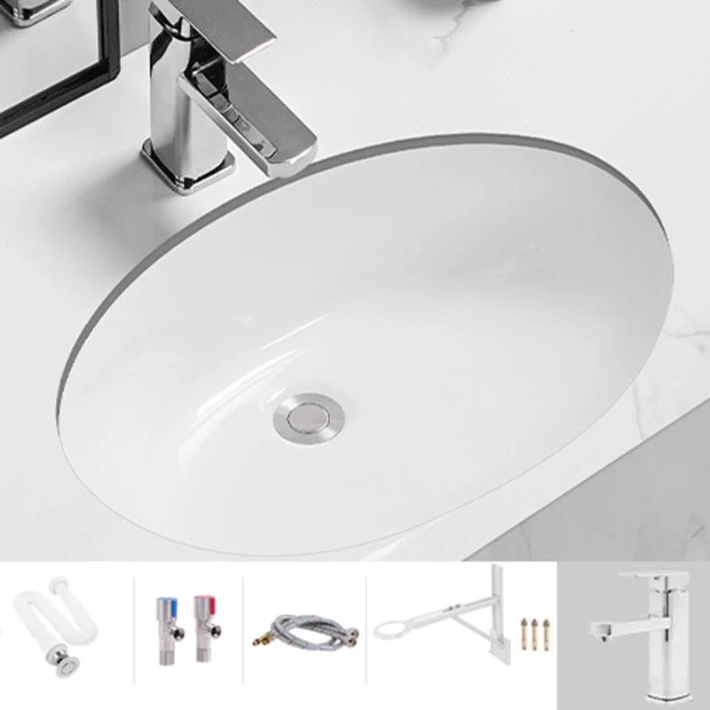 Modern Oval Wash Stand Ceramic Metal Undermount Bathroom Sink -Bathlova