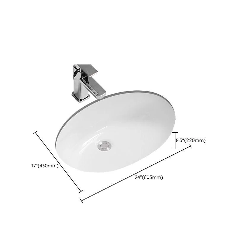 Modern Oval Wash Stand Ceramic Metal Undermount Bathroom Sink -Bathlova