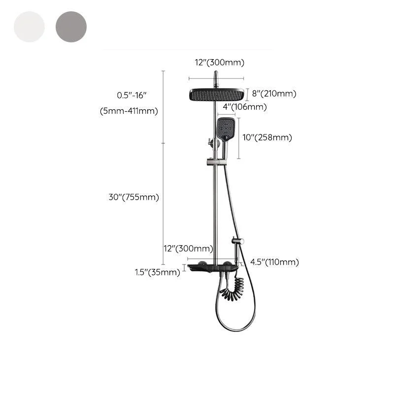 Modern Plain Shower System Slide Bar Included Shower Head Combo -Bathlova