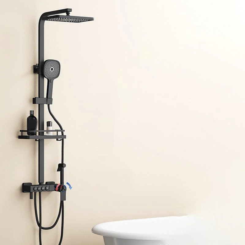 Modern Plain Shower System Thermostatic Slide Bar Included Shower Head Combo -Bathlova