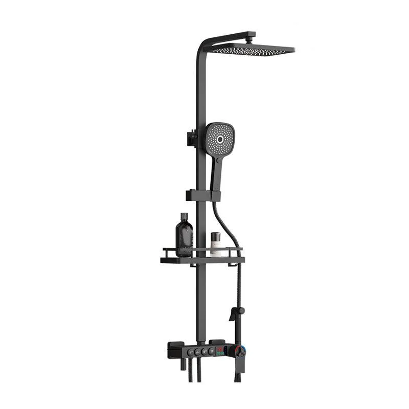 Modern Plain Shower System Thermostatic Slide Bar Included Shower Head Combo -Bathlova