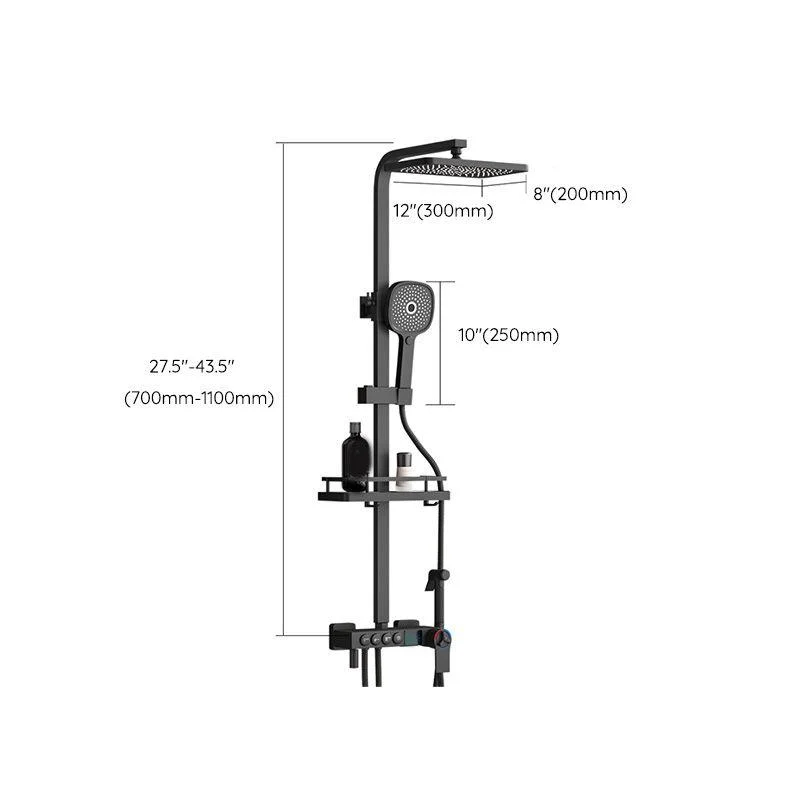 Modern Plain Shower System Thermostatic Slide Bar Included Shower Head Combo -Bathlova