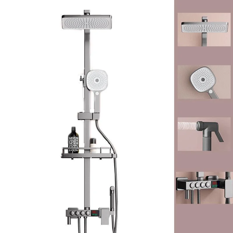 Modern Plain Shower Trim Temperature Control Slide Bar Included Shower System -Bathlova