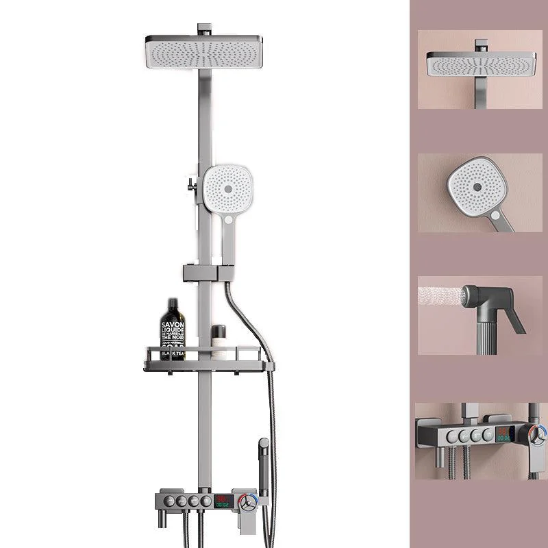 Modern Plain Shower Trim Temperature Control Slide Bar Included Shower System -Bathlova