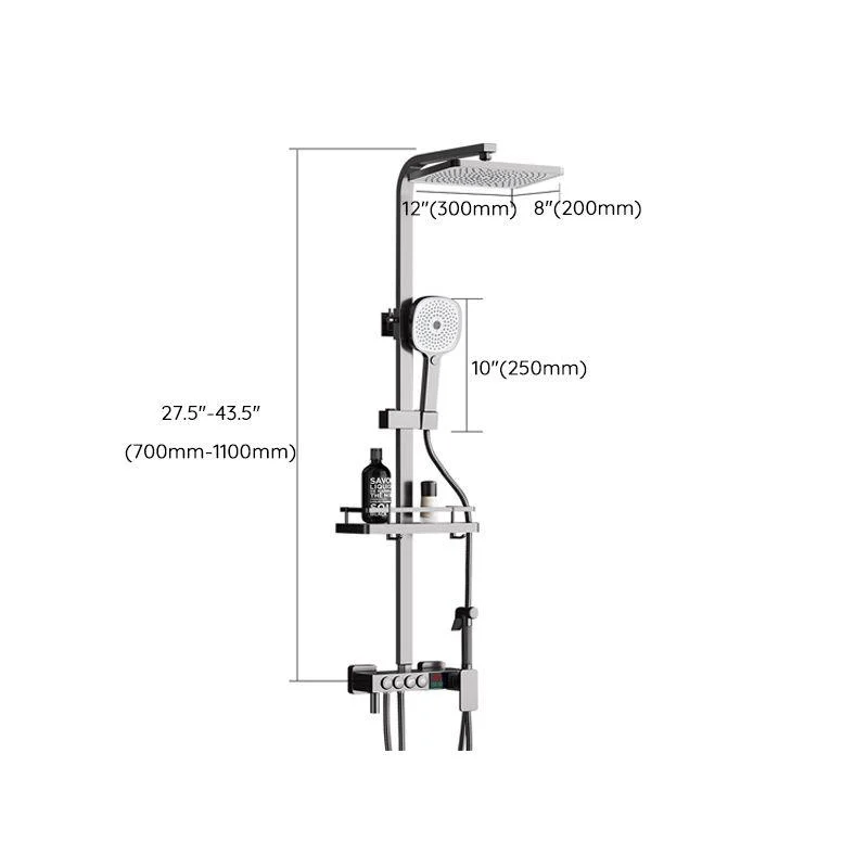 Modern Plain Shower Trim Temperature Control Slide Bar Included Shower System -Bathlova