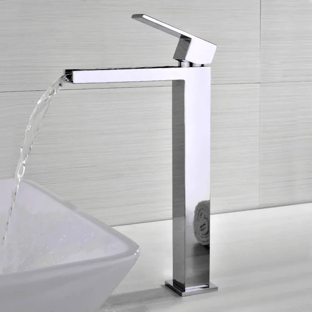 Modern Polished Chrome Bathroom Tap - 1-Hole Vessel Sinks Waterfall -Bathlova