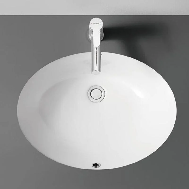 Modern Porcelain Bathroom Sink in White with Overflow Undermount Sink -Bathlova