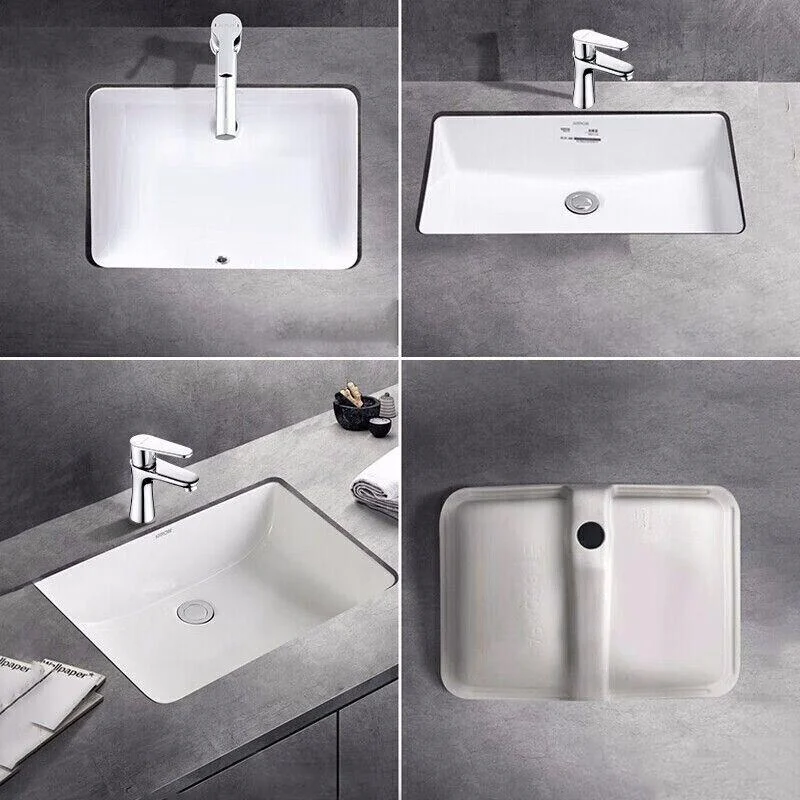 Modern Porcelain Bathroom Sink in White with Overflow Undermount Sink -Bathlova