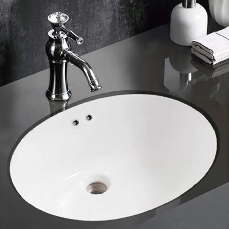 Modern Porcelain Bathroom Sink in White with Overflow Undermount Sink -Bathlova