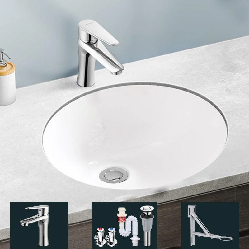 Modern Porcelain Bathroom Sink in White with Overflow Undermount Sink -Bathlova