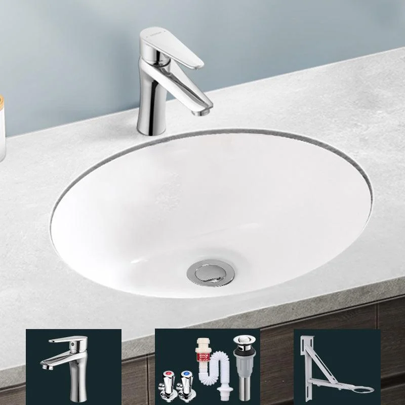 Modern Porcelain Bathroom Sink in White with Overflow Undermount Sink -Bathlova